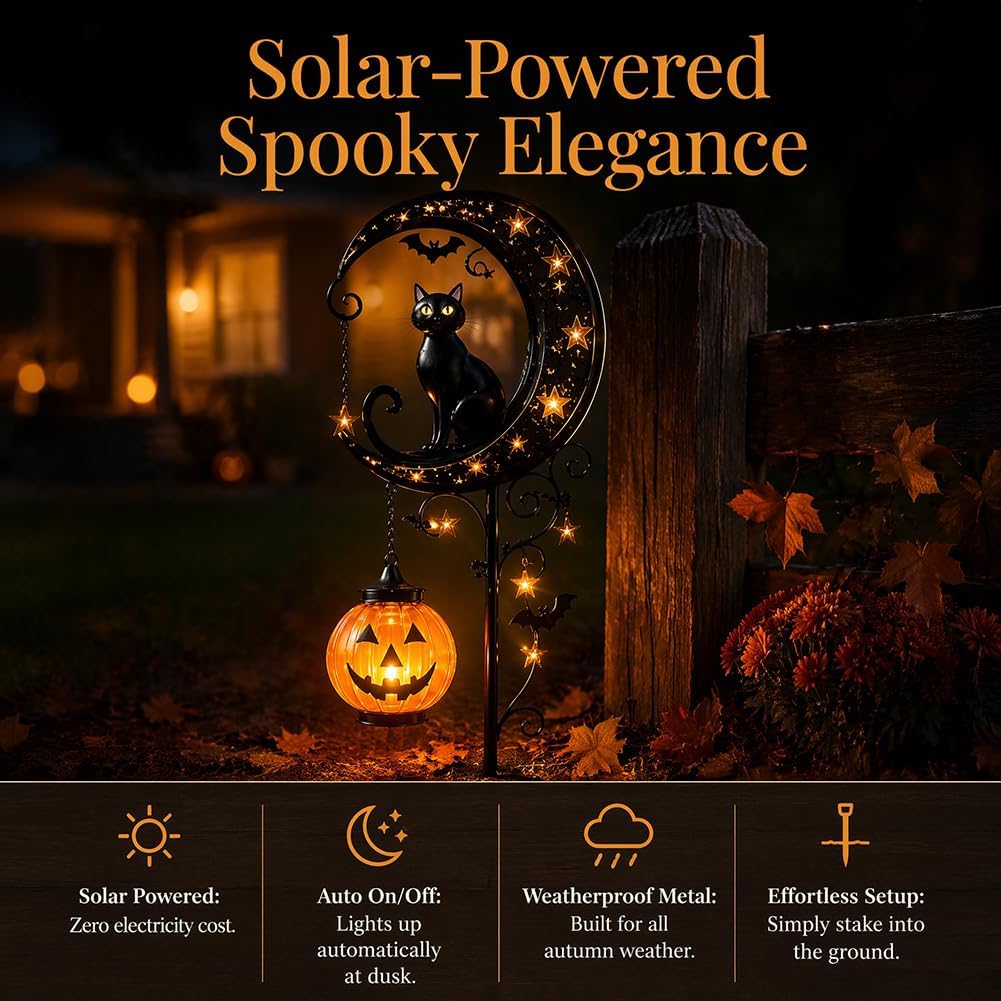 Solar Halloween Black Cat & Pu - đánh giá và giá Outdoor Lighting Black