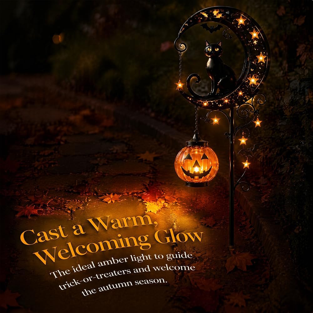 Solar Halloween Black Cat & Pu - đánh giá và giá Outdoor Lighting Black