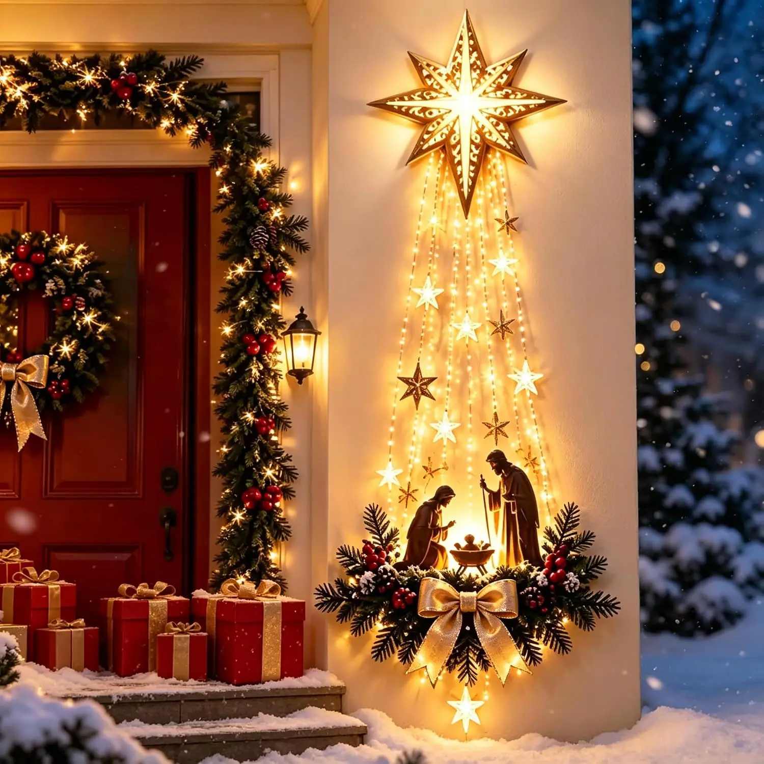1-5PCS Glowing Xmas Door Hange - đánh giá và giá Outdoor Lighting Effects