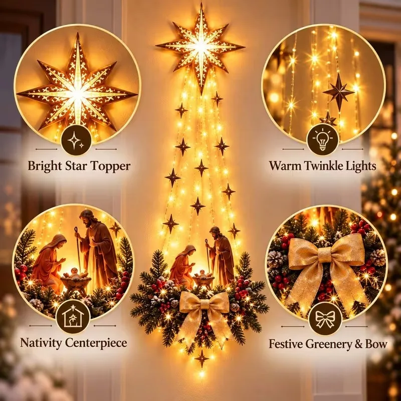 1-5PCS Glowing Xmas Door Hange - đánh giá và giá Outdoor Lighting Effects